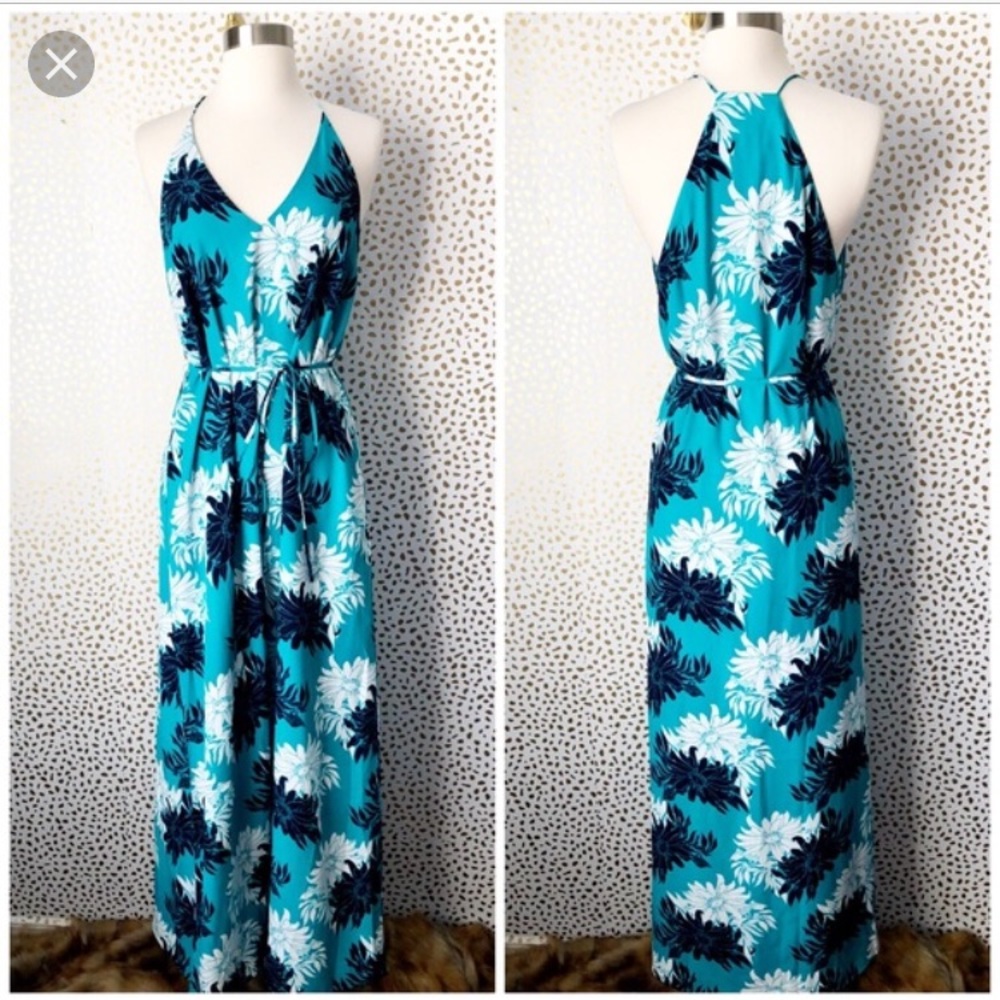 LOFT Teal, Navy and White Maxi